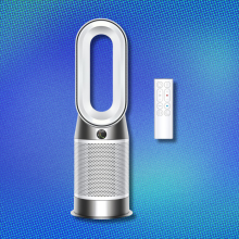 Dyson Hot+Cool Purifier on blue abstract background