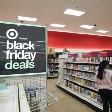 A woman shops at a Target store in Chicago on November 26, 2024, ahead of the Black Friday shopping day.