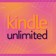 Kindle Unlimited logo on pink and orange background