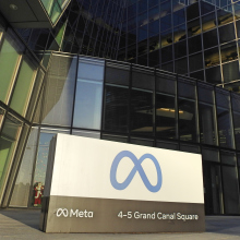 The newly named Meta and Facebook European headquarters in Dublin's Grand Canal Square.