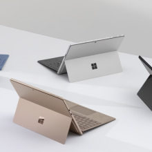 New Microsoft Surface Pro color options sitting on a tabletop