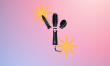 Cortex Beauty 3-in-1 Hot Air Brush on a colorful background.