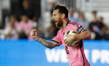 Inter Miami's Argentine forward Lionel Messi celebrates