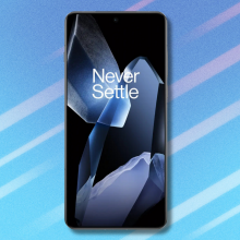 OnePlus 13 on light blue abstract background