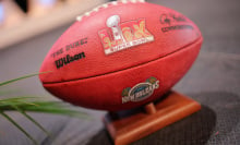 an image of a football with the super bowl LIX branding on it