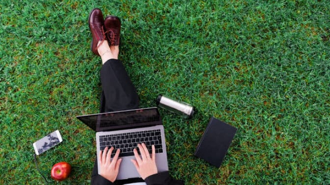 Person studying in the park