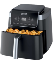 a ninja air fryer with french fries in the basket