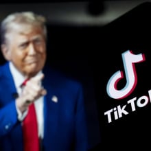 Donald Trump and TikTok logo