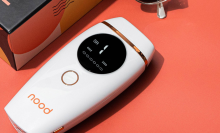 nood ipl laser hair removal device with salmon colored background