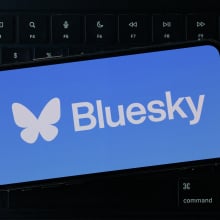 Bluesky logo on mobile device