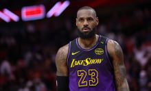 LeBron James of the Los Angeles Lakers leaves the court