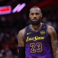 LeBron James of the Los Angeles Lakers leaves the court