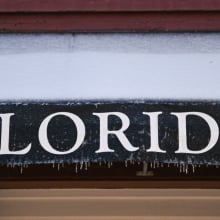 A detail photo of' Florida' sign after snowfall on January 22, 2025 in Tallahassee, Florida