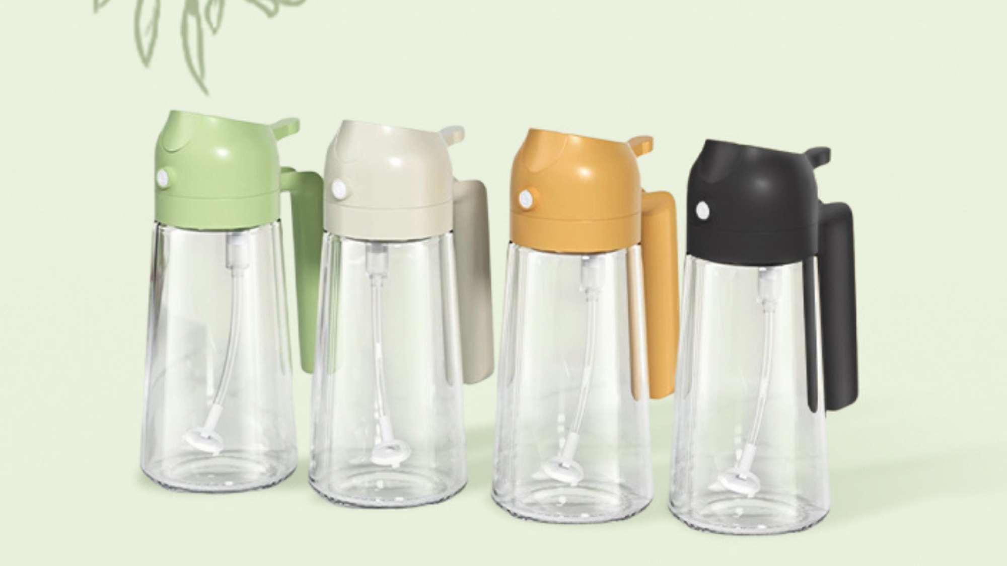 four glass oil sprayer bottles