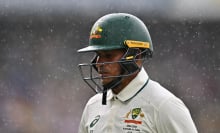 Usman Khawaja of Australia leaves the field