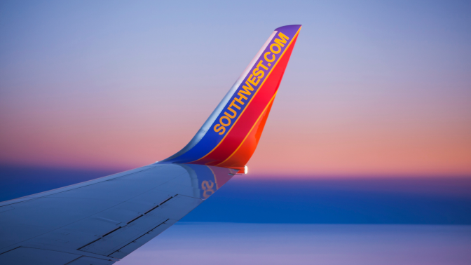 Southwest Airlines Boeing 737 Winglet against Sunset Sky 