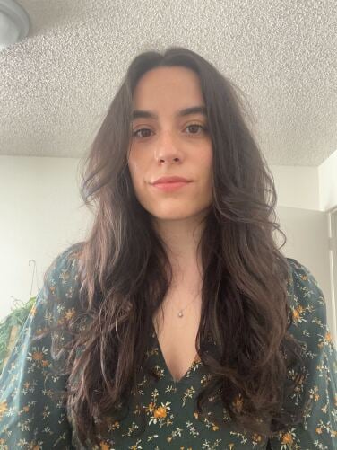 woman with slightly curled hair