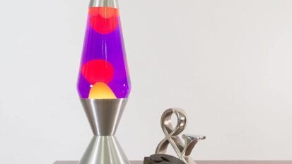 A lava lamp on a table.