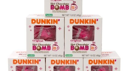 six dunkin' donut-themed hot chocolate bombs