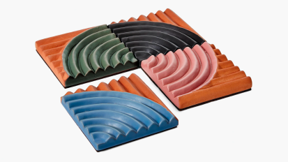 a set of four terracotta coasters