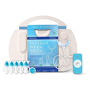 GLO Brilliant Teeth Whitening Device Kit on a white background.