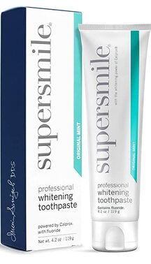 Supersmile Professional Teeth Whitening Toothpaste with Fluoride on a white background.