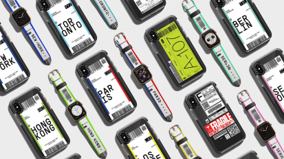 phones with plane ticket cases and watches