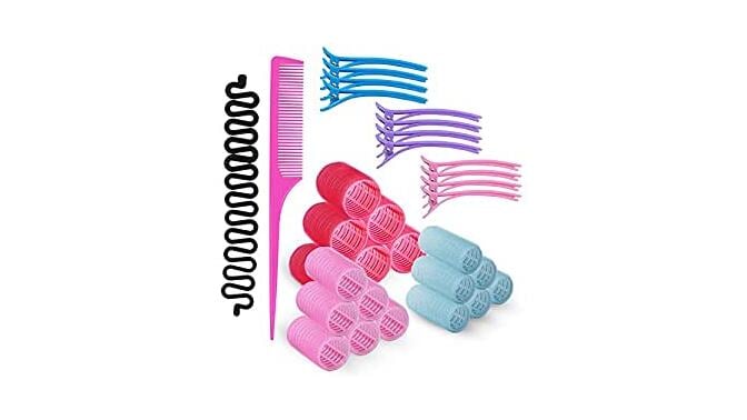 Rollicky Velcro Hair Rollers Set on a white background.