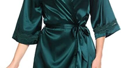 woman wearing green silk robe