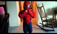 Little Spider-Man learns not to sneeze into his mask the hard way