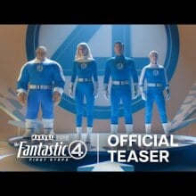 Ebon Moss-Bachrach, Vanessa Kirby, Pedro Pascal, and Joseph Quinn in "The Fantastic Four: First Steps."