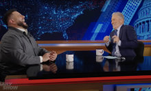 Mo Amer and Jon Stewart on "The Daily Show."