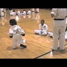 Tiny karate kid saves his friend in martial arts battle