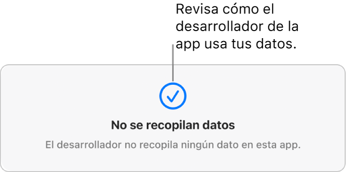 Una parte de la página principal de Mac App Store mostrando la política de privacidad de un desarrollador de apps seleccionado.