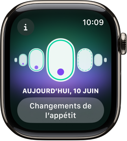 Écran dans l’app Suivi de cycle affichant une grossesse enregistrée.