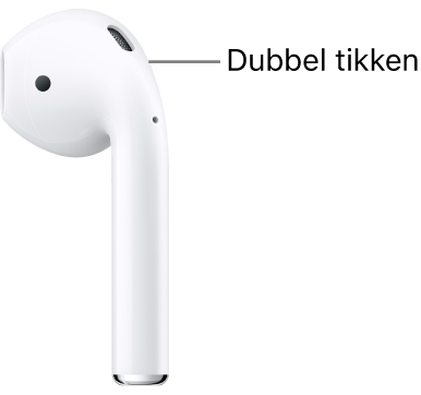 De locatie waar je dubbel kunt tikken op de AirPods 1 of 2, bovenaan de steel.