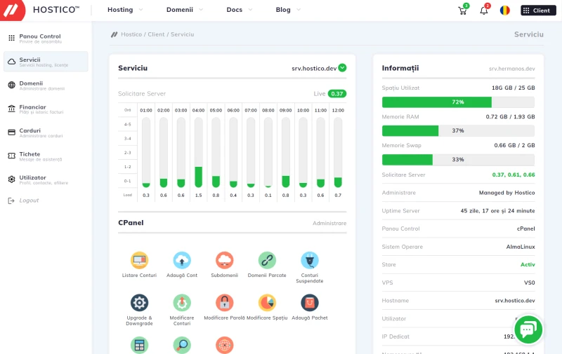 Hostico Control Panel