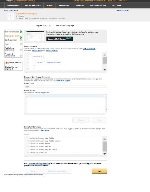 Save intent and utterances