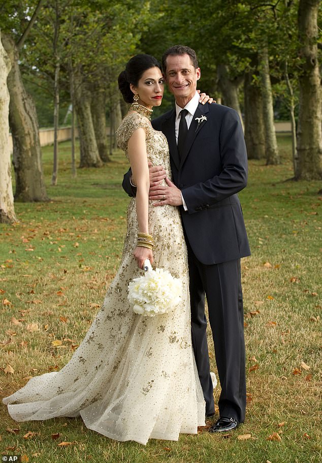 Happier times: Weiner had been a congressman from New York when he and Abedin first met in 2007. They wed in an elaborate ceremony in 2010