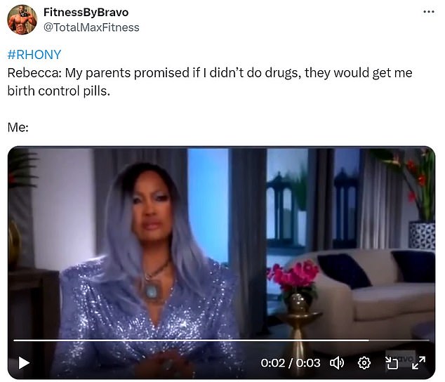 @TotalMaxFitness shared, 'Rebecca: My parents promised if I didn¿t do drugs, they would get me birth control pills. Me:,' adding a GIF of Gabrielle Beauvais saying, 'That's not a story you should share again'