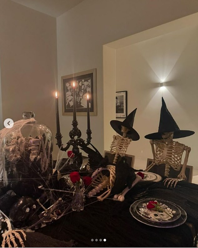 Kourtney also shared two images of her Halloween decorations as well in her Instagram carousel