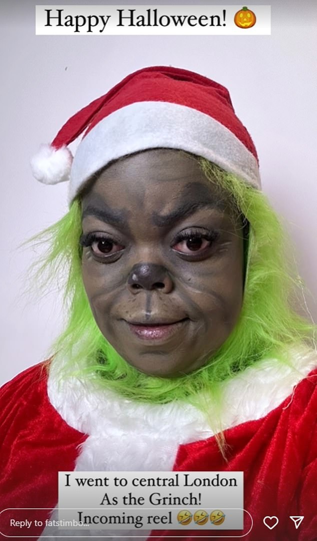 Fats Timbo opted for a Grinch costume and promised fans a Halloween-themed video