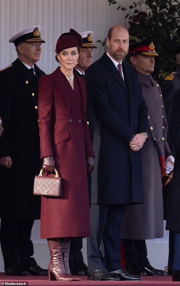 All eyes were on the Princess of Wales as she returned to the public eye in her most significant official role since her shock cancer diagnosis earlier this year (She is pictured alongside Prince William at the Horse Guards Parade today)