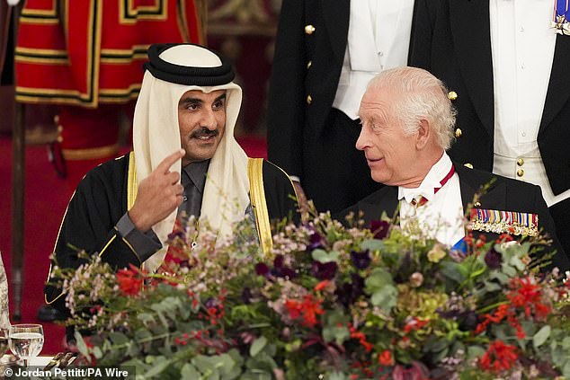 The reception was preceeded with a ceremonial welcome for the Emir at Horse Guard's Parade