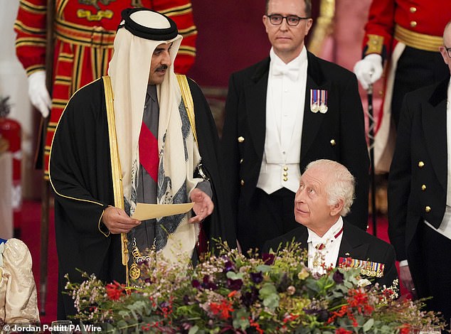 The Emir also addressed the gathering at Buckingham Palace after Charles celebrated the 'renewal of our enduring friendship' in his speech