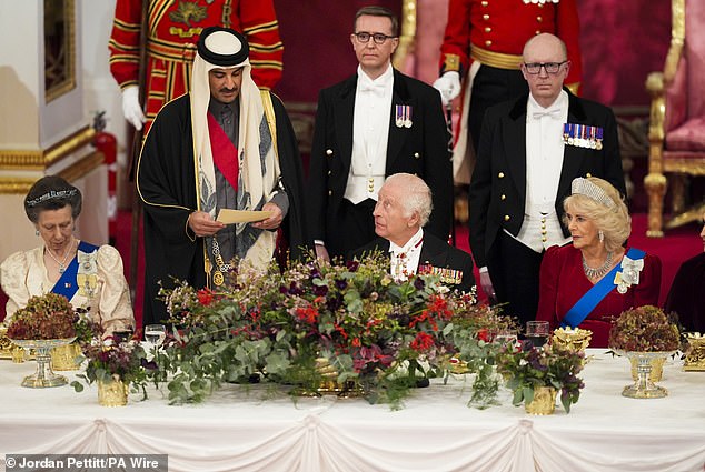 The Emir of Qatar Sheikh Tamim bin Hamad Al Thani photographed delivering his speech