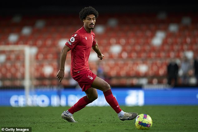 Bade was on loan at Nottingam Forest for the first part of the 2022-23 season but only made the bench once (pictured in a friendly against Valencia)