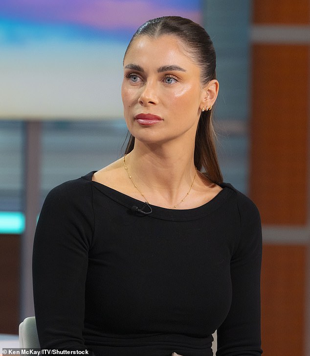 Cally appeared on Good Morning Britain earlier this month (pictured), where she recalled finding a photo of herself from a lingerie photoshoot being circulated on the internet with her underwear digitally removed using AI