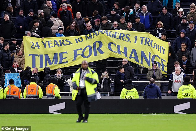 Tottenham fans expressed their anger as the club languish in 15th in the Premier League table