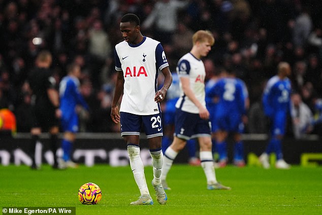 Pape Matar Sarr was brought off after 54 minutes as Tottenham slumped to a shock defeat